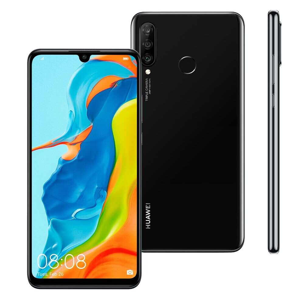 Smartphone Huawei P30 Lite Midnight Black 128GB, Dual Chip, Tela de 6.1", 4G, Câmera Traseira Tripla, Android 9.0, Processador Octa-Core e 4GB de RAM