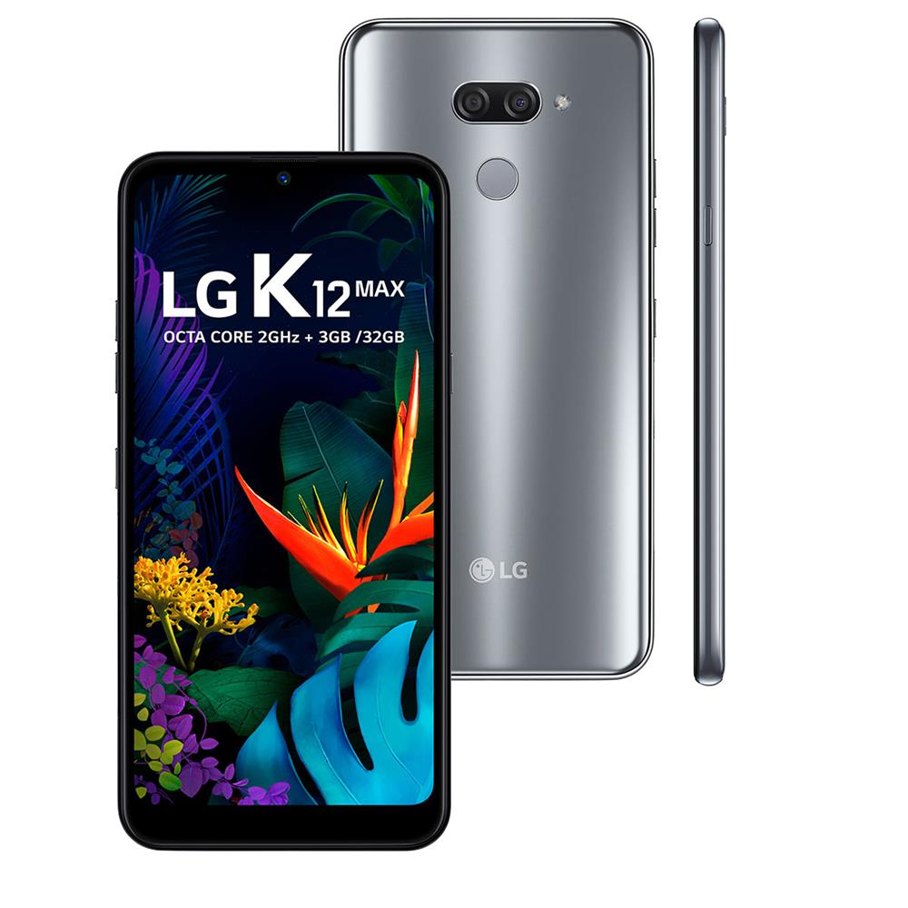 Smartphone LG K12 Max Platinum 32GB, Tela 6.26", Câmera Traseira Dupla com Inteligência Artificial, Android 9.0, Processador Octa Core e 3GB RAM