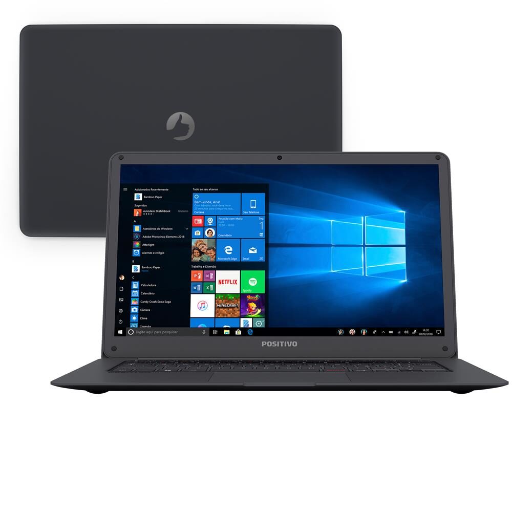 Notebook Positivo Quad Core 2GB 32GB SSD Tela 14” Windows 10 Motion Gray Q232