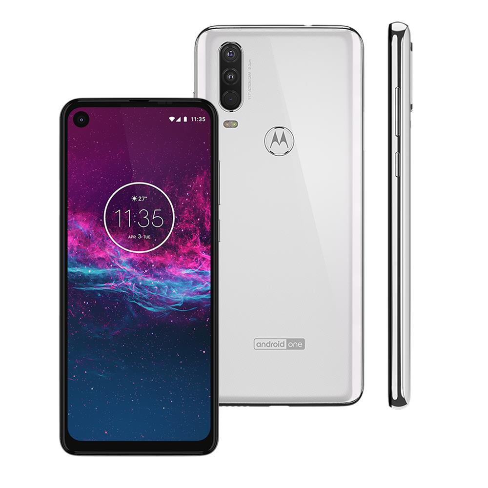 Smartphone Motorola One Action XT2013-1 Branco Polar 128GB, 4GB RAM, Tela de 6.3", Câmera Traseira Tripla, Octa-Core, Leitor Digital, Android 9.0