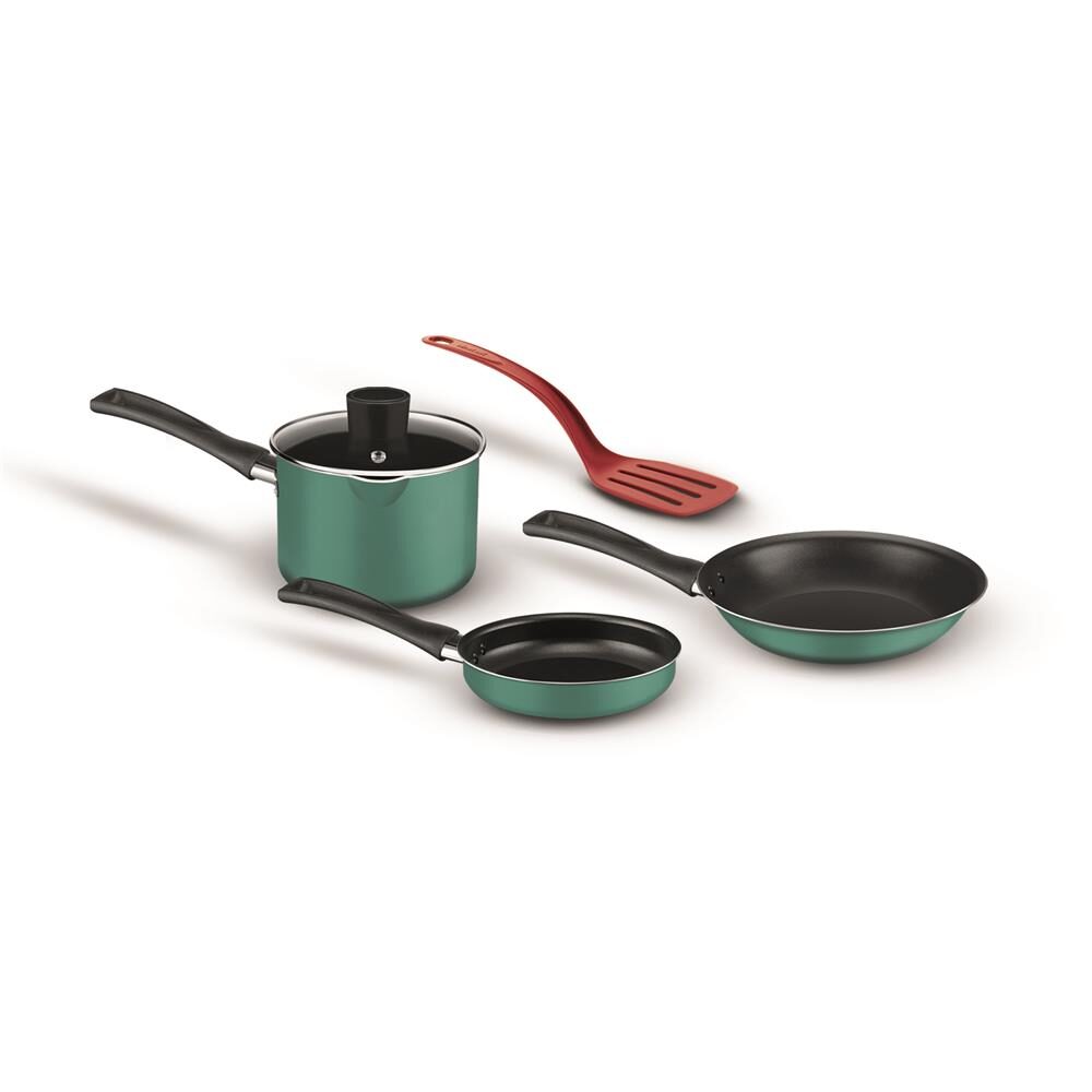 Conjunto de Panelas Rochedo Bom Dia com Revestimento Antiaderente e Utensílio – 4 Peças