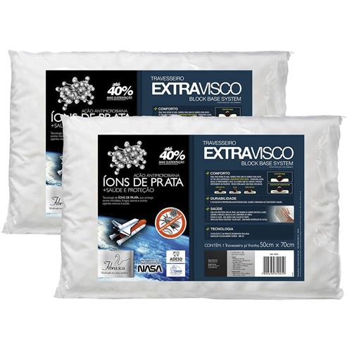 Menor preço em Travesseiro Fibrasca Block Base System Extravisco Ions de Prata Branco - 2 Unidades