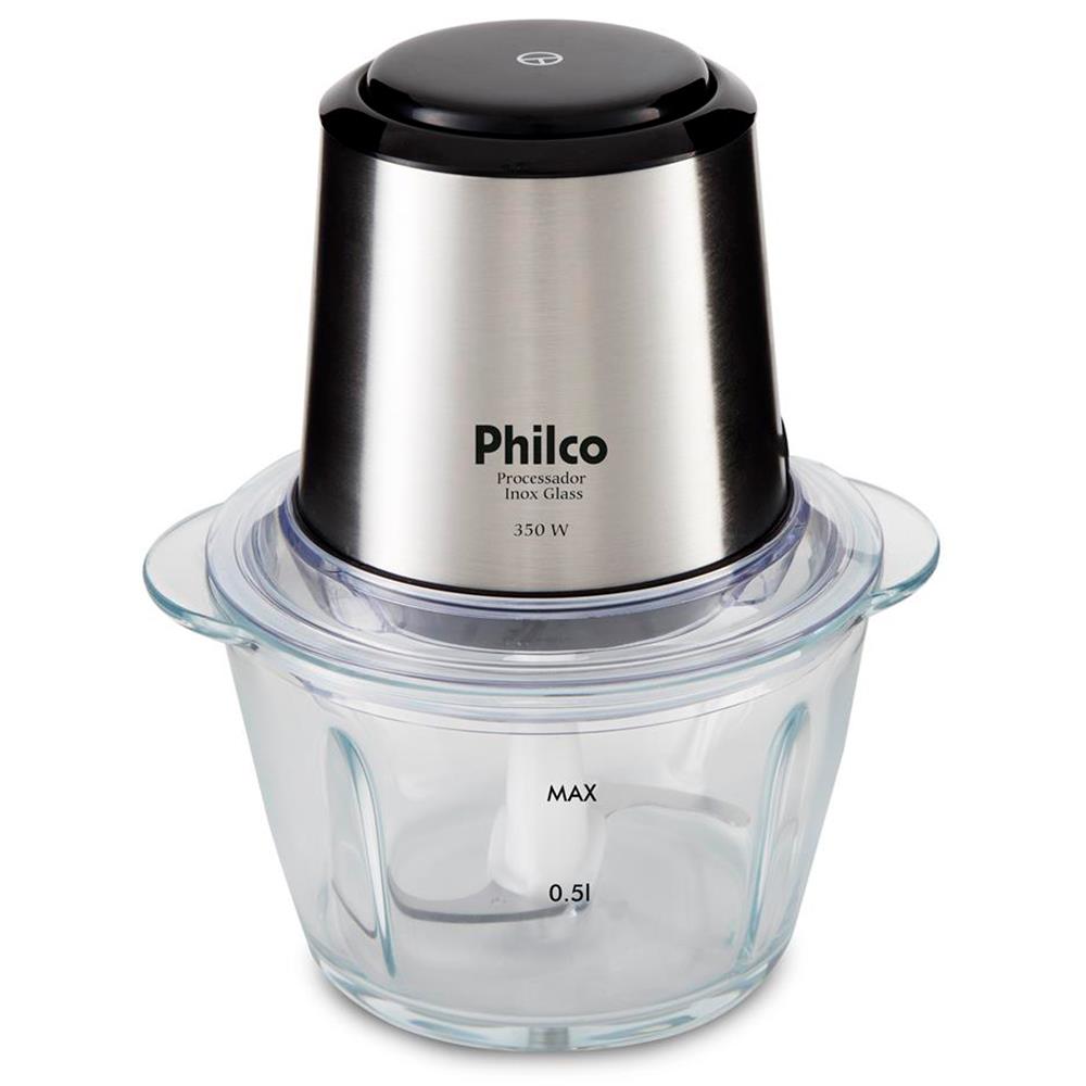 Processador de Alimentos Philco Inox Glass PPS01I com 350W – Preto/Inox - 110V - 1