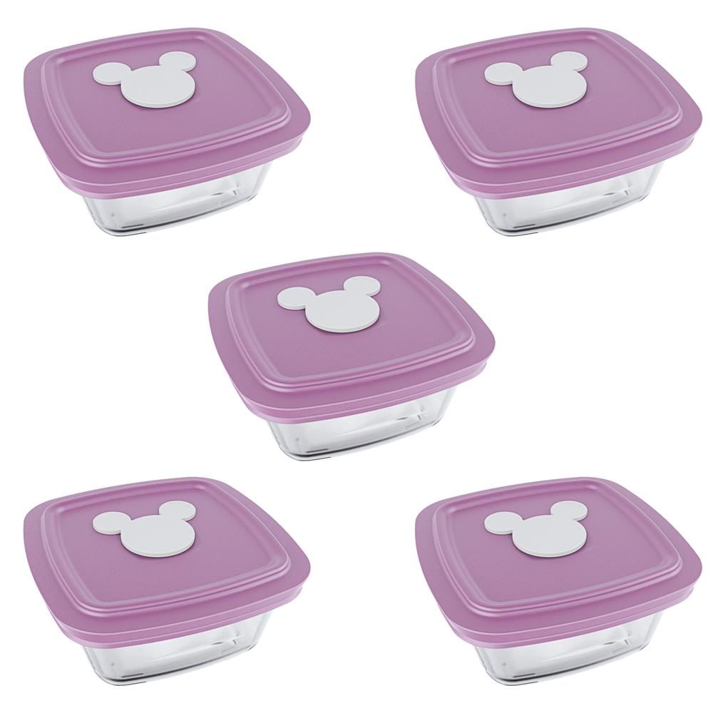 Conjunto de Potes Nadir Facilita em Vidro Rosa 300 ml – 5 Peças