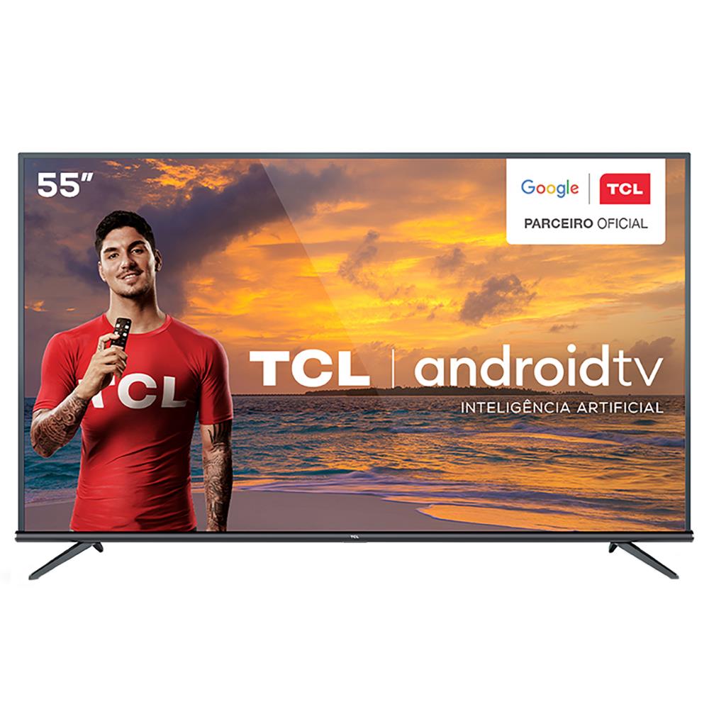 Smart TV LED 55" 4K TCL 55P8M com Android TV, Controle Remoto Comando de Voz, HDR, Micro Dimming, Google Assistant, Bluetooth, HDMI e USB