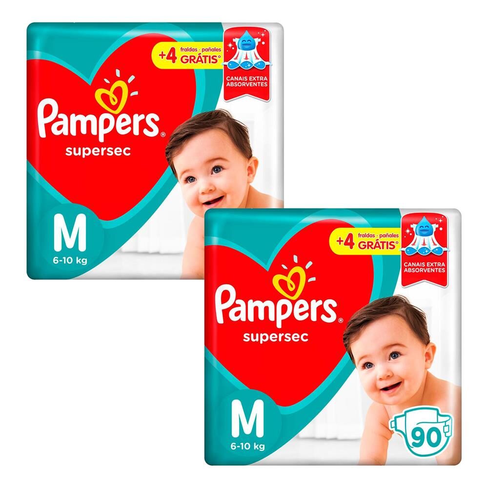 Fralda Pampers Supersec M - 180 Unidades