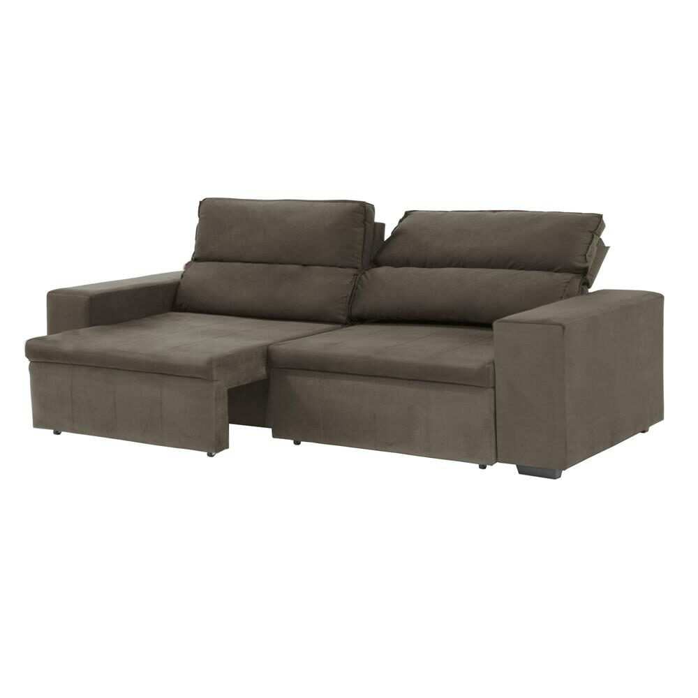 Sofá 4 Lugares Phormatta Decor Irlanda II com Assento Retrátil e Encosto Reclinável em Tecido Veludo - 227 cm de largura