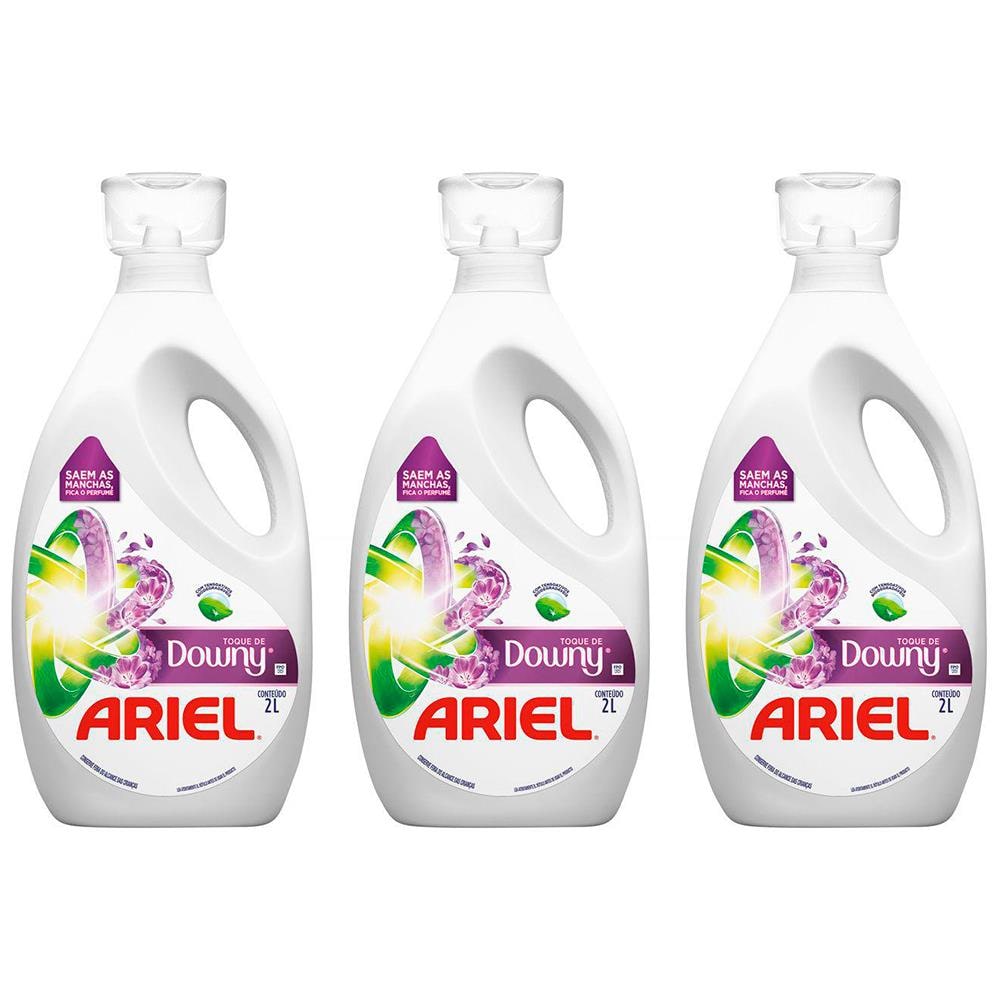 Sabão Líquido Ariel Concentrado com Toque de Downy 2L - 3 Unidades