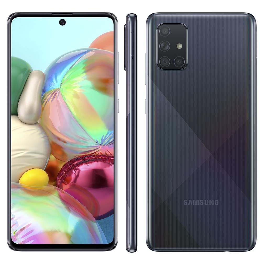 Smartphone Samsung Galaxy A71 Preto 128GB, Tela Infinita de 6.7", Câmera Traseira Quádrupla, Leitor Digital na Tela, 6GB RAM e Processador Octa-Core