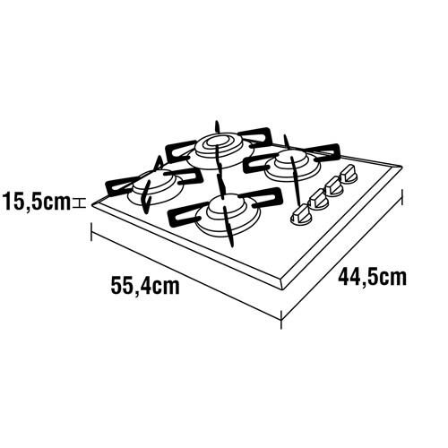 Cooktop a Gás Electrolux KE4GP 4 Bocas com Mesa de Vidro Temperado