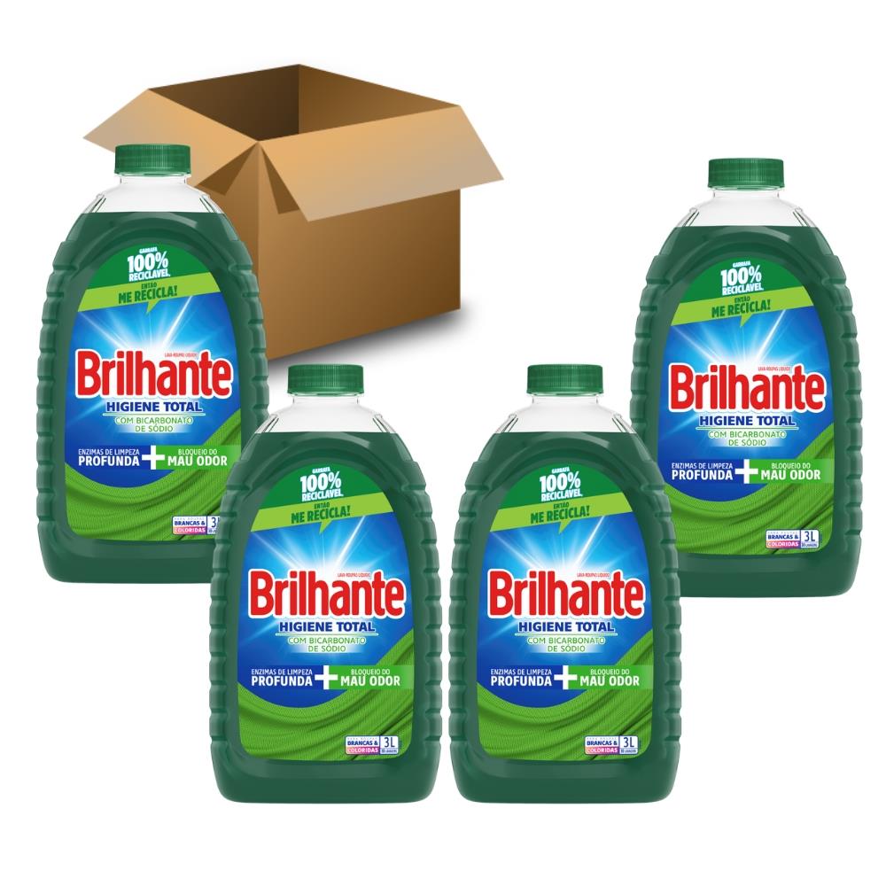 Sabão Líquido Brilhante Roupas Brancas e Coloridas Higiene Total 3L