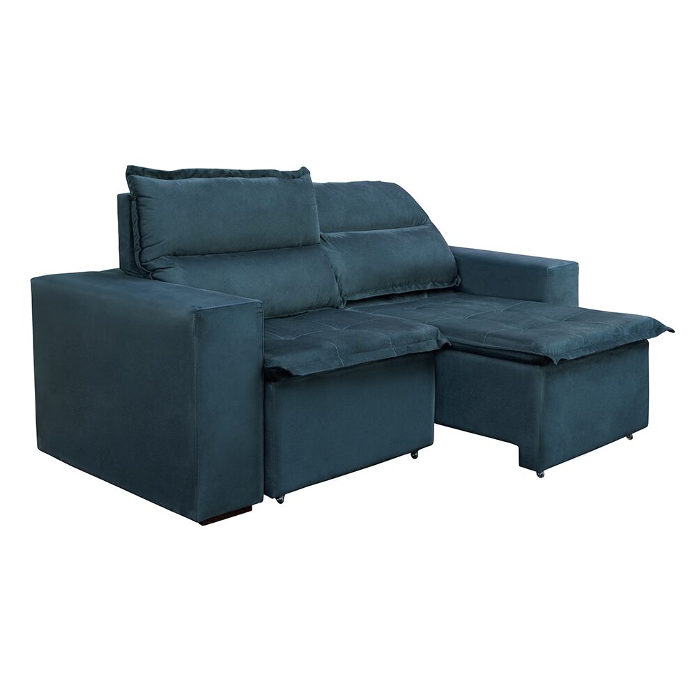 Sofá 3 Lugares Luizzi Montana Retrátil e Reclinável em Suede Veludo 204 cm de largura