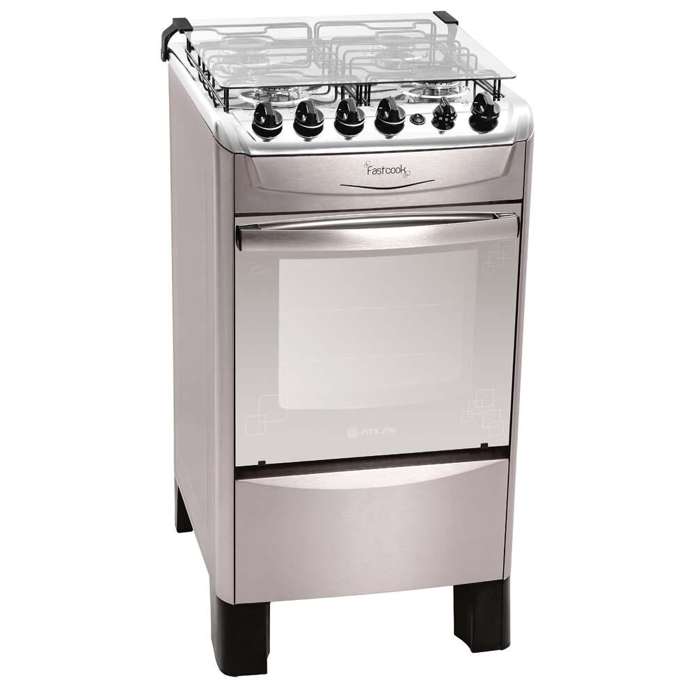 Fogão Atlas 4 Bocas Fastcook Inox - Bivolt