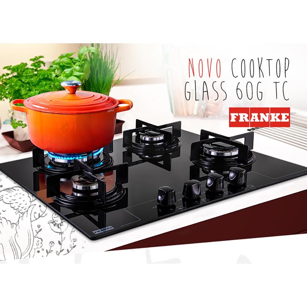 Cooktop a Gás Franke Glass FHG 604 3G TC 4 Bocas com Vidro Temperado