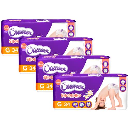 Fralda Cremer Calça Shortinho Jumbo com 136 Unidades - Tamanho G é boa?