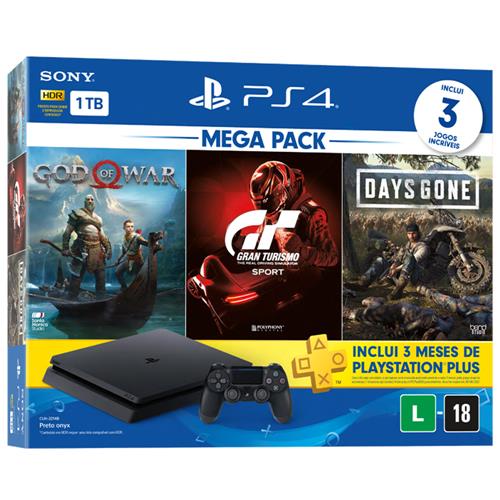 Console Playstation 4 Slim 1TB Bundle 12 + God of War 4 + Gran Turismo Sport + Days Gone + PS Plus 3 Meses é boa?