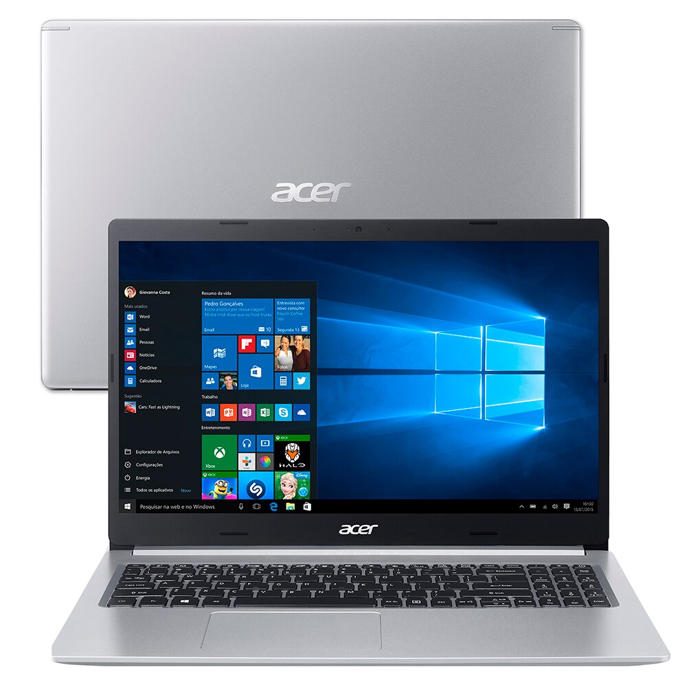 Notebook Acer Core i5-10210U 8GB 512GB SSD Tela 15.6” Windows 10 Aspire 5 A515-54-59X2
