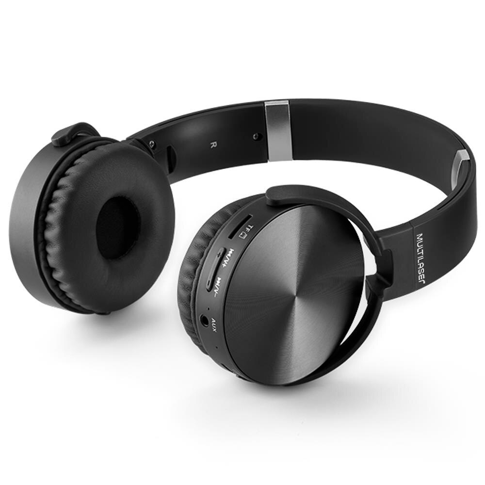 Fone de Ouvido Bluetooth Multilaser PH264 com Rádio FM, Portas SD e Auxiliar - Preto
