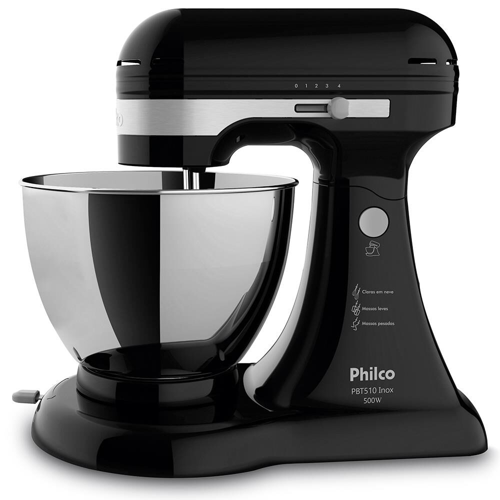 Batedeira Philco PBT510P Inox com 4 Velocidades - Preta