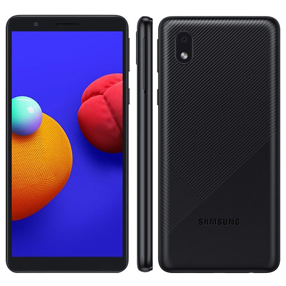 Smartphone Samsung Galaxy A01 Core Preto 32GB, Tela Infinita de 5.3”, Câmera Traseira 8MP, Android GO 10.0, Dual Chip e Processador Quad-Core - Android