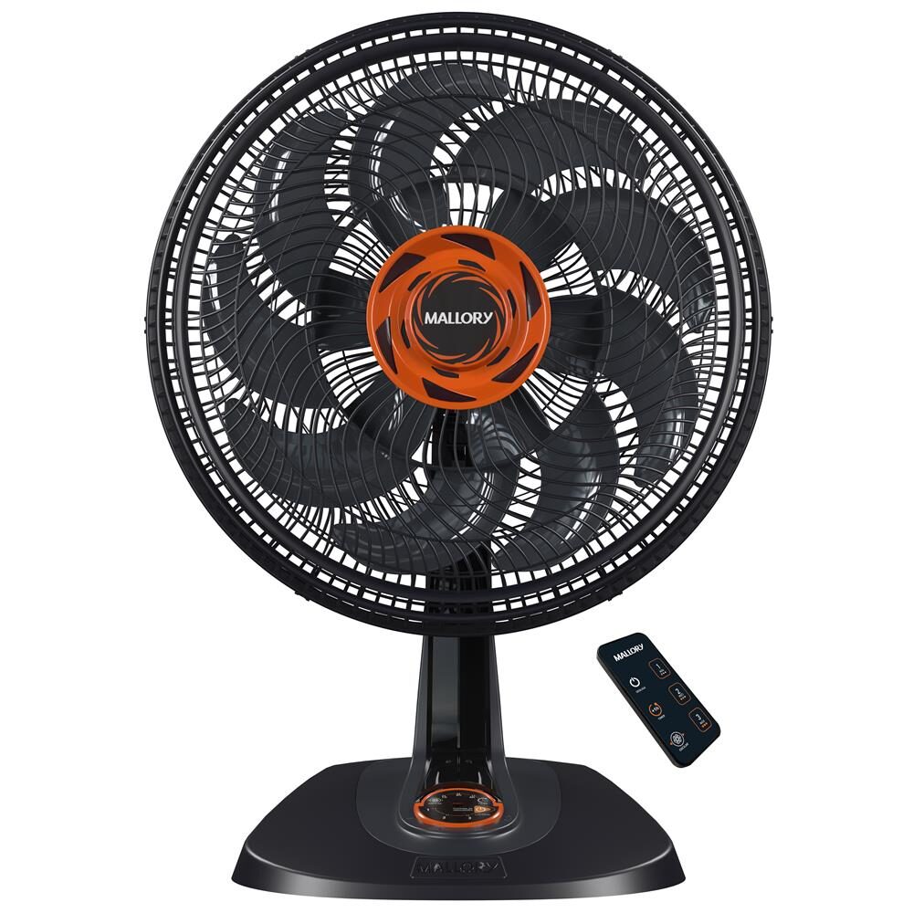 Ventilador de Mesa Mallory Neo Air 15 Total Control com 140W, 40cm e Controle Remoto - Preto/Grafite/Laranja