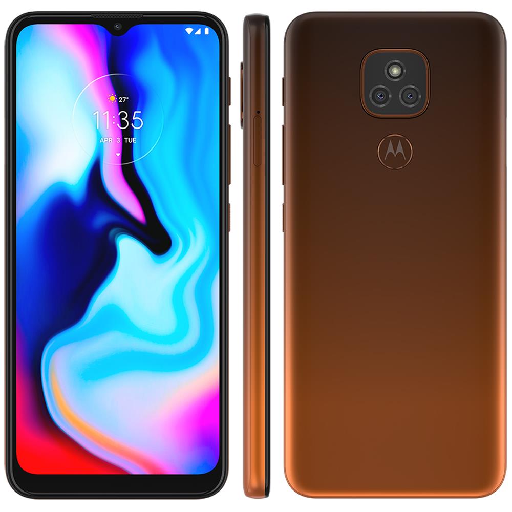 Smartphone Motorola Moto E7 Plus Bronze Âmbar 64GB, 4GB RAM, Tela de 6.5”, Câmera Traseira Dupla, Android 10 e Processador Octa-Core