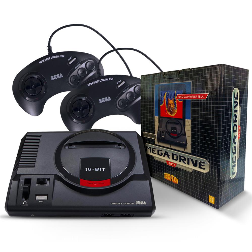 Console Mega Drive Tec Toy + 2 Controles + 22 Jogos na Memória