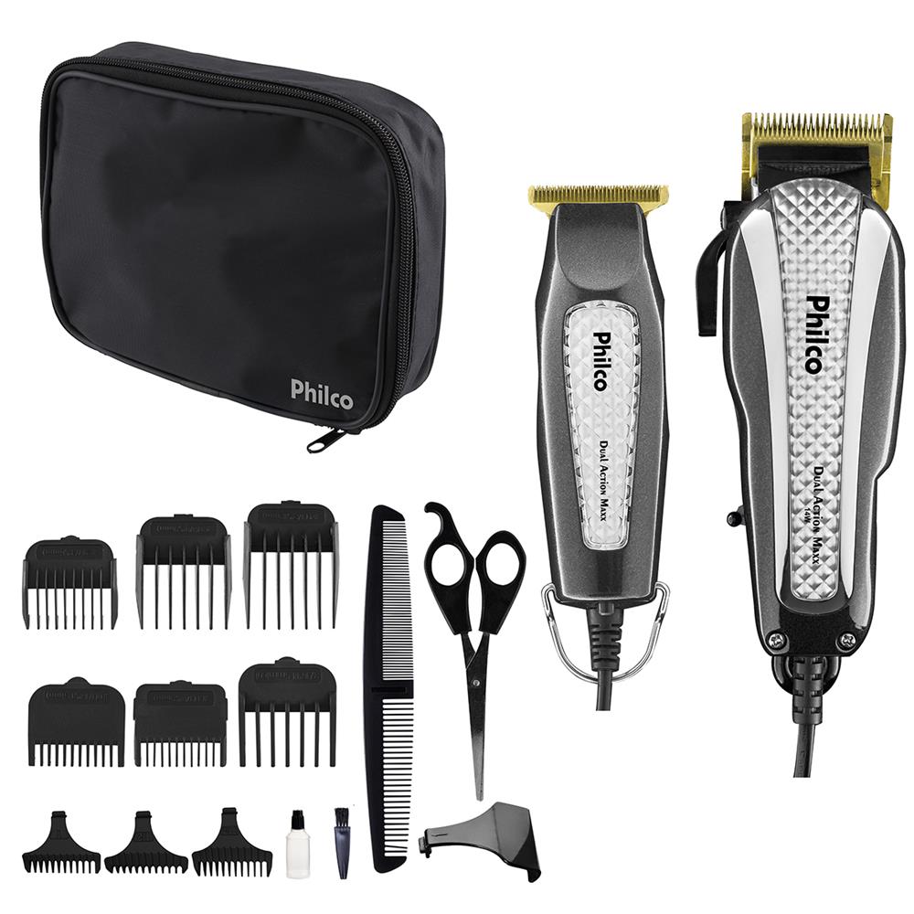 Máquina de Cortar Cabelos Philco Dual Action MAXX PCR11P 14W 6 pentes Prata