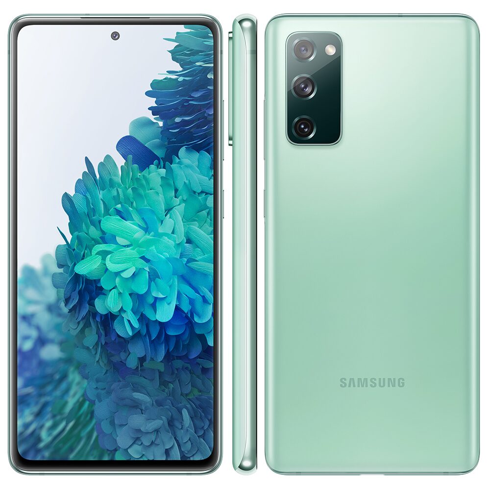 Smartphone Samsung Galaxy S20 FE Cloud Mint 128GB, 6GB RAM, Tela Infinita de 6.5”, Câmera Traseira Tripla, Android 10 e Processador Octa-Core