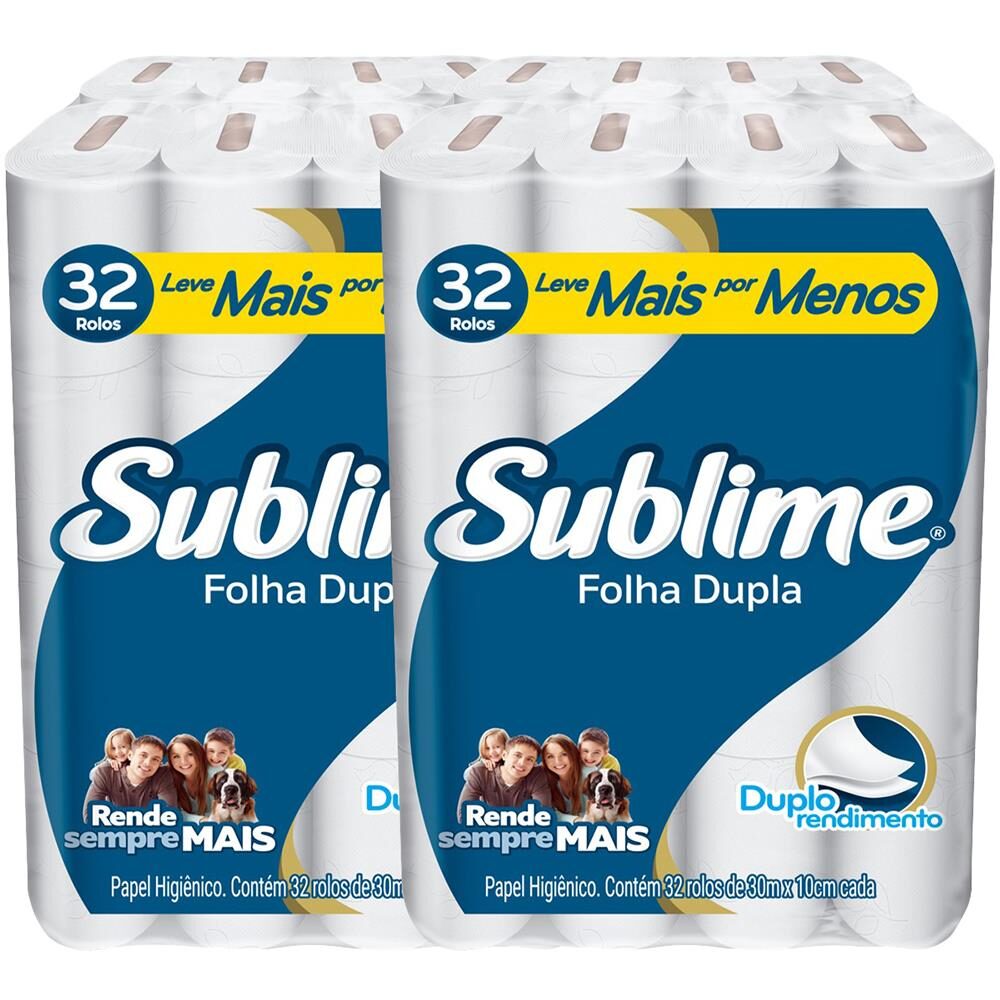 Papel Higiênico Sublime Folha Dupla Softys - 64 Rolos