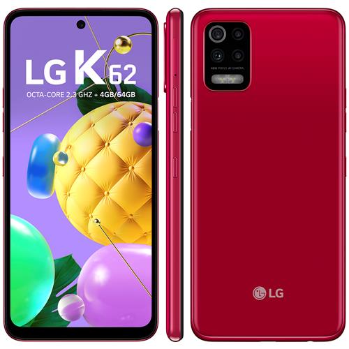 Smartphone LG K62 Vermelho 64GB, Tela de 6.6”, Câmera Traseira Quadrupla,  Android 10, Inteligência Artificial e Processador Octa-Core | Casas Bahia