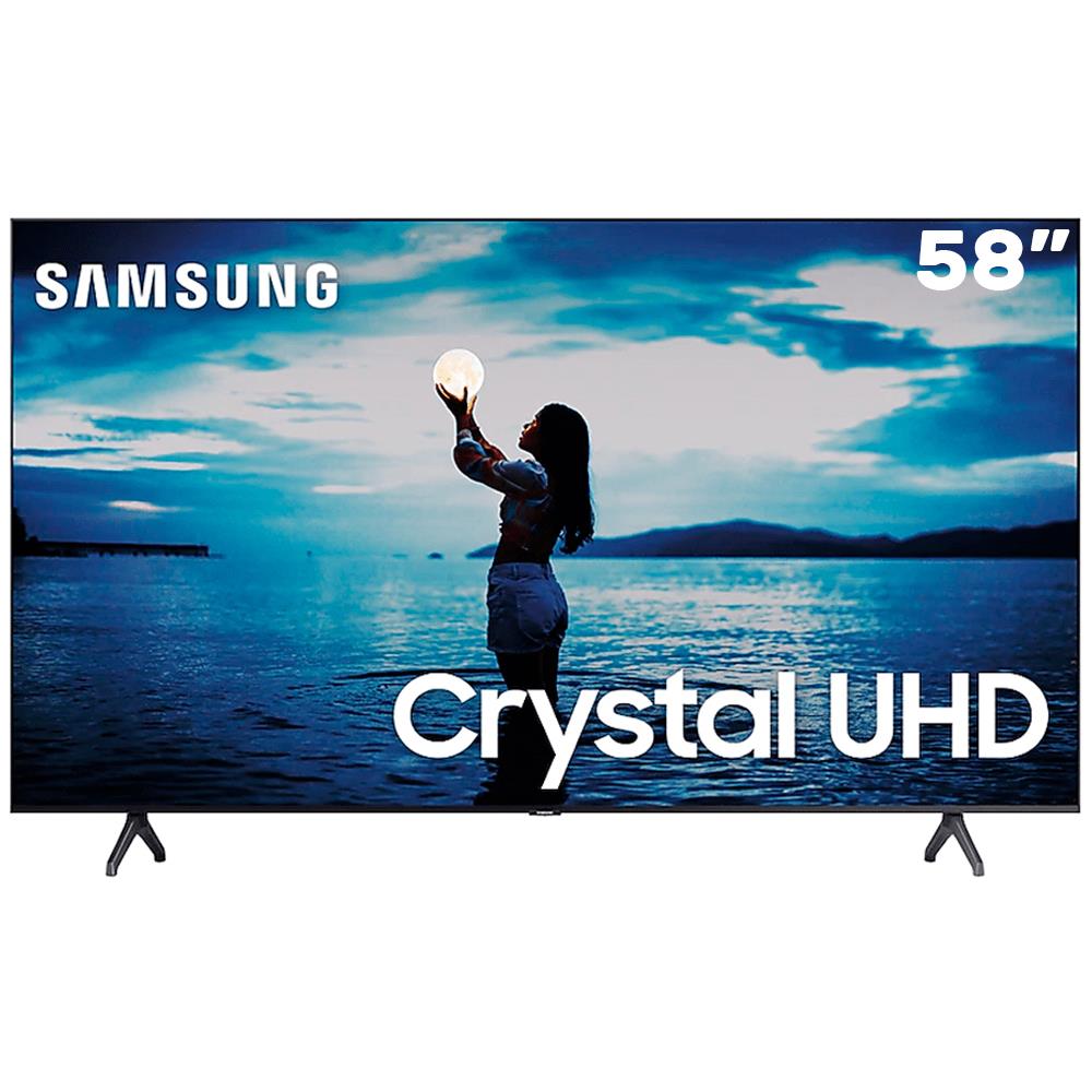 Smart TV LED 58" UHD 4K Samsung 58TU7020 Crystal UHD, HDR, Design Sem Limites, Controle Remoto Único, Canaleta Visual Livre de Cabos, Bluetooth - 2020