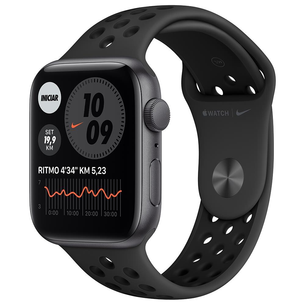 Apple Watch SE GPS, 44mm, Caixa Cinza Espacial de Alumínio com Pulseira Esportiva Nike Carvão/Preta