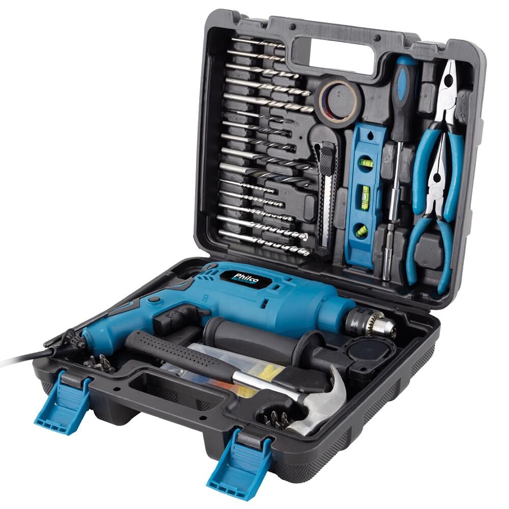 Furadeira Philco PFU03MF 650W 3/8” com Maleta e 99 Acessórios