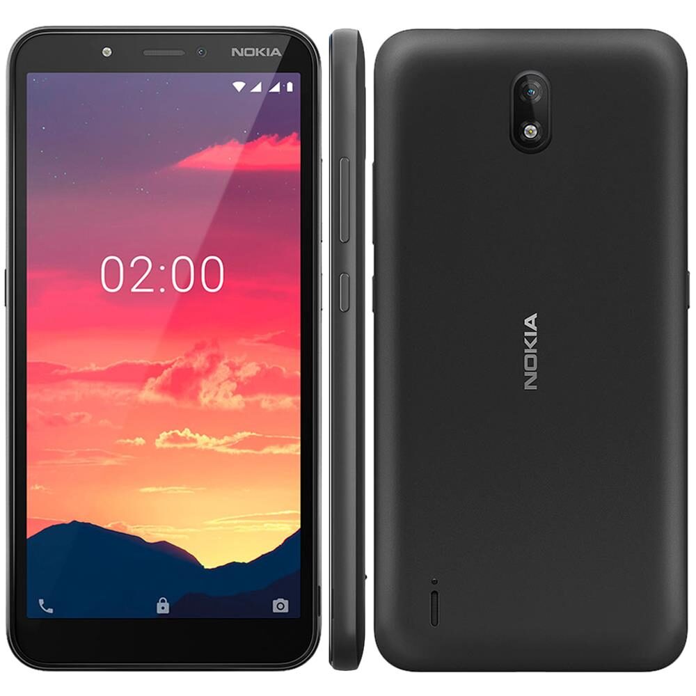 Smartphone Nokia C2 Preto 32GB, Tela de 5,7” HD+, Câmera 5MP, Android 9.0 e Processador Spreadtrum UniSoC