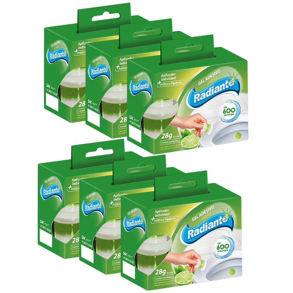Gel Adesivo Radiante para Vaso Sanitário Limão 28g - 6 Unidades