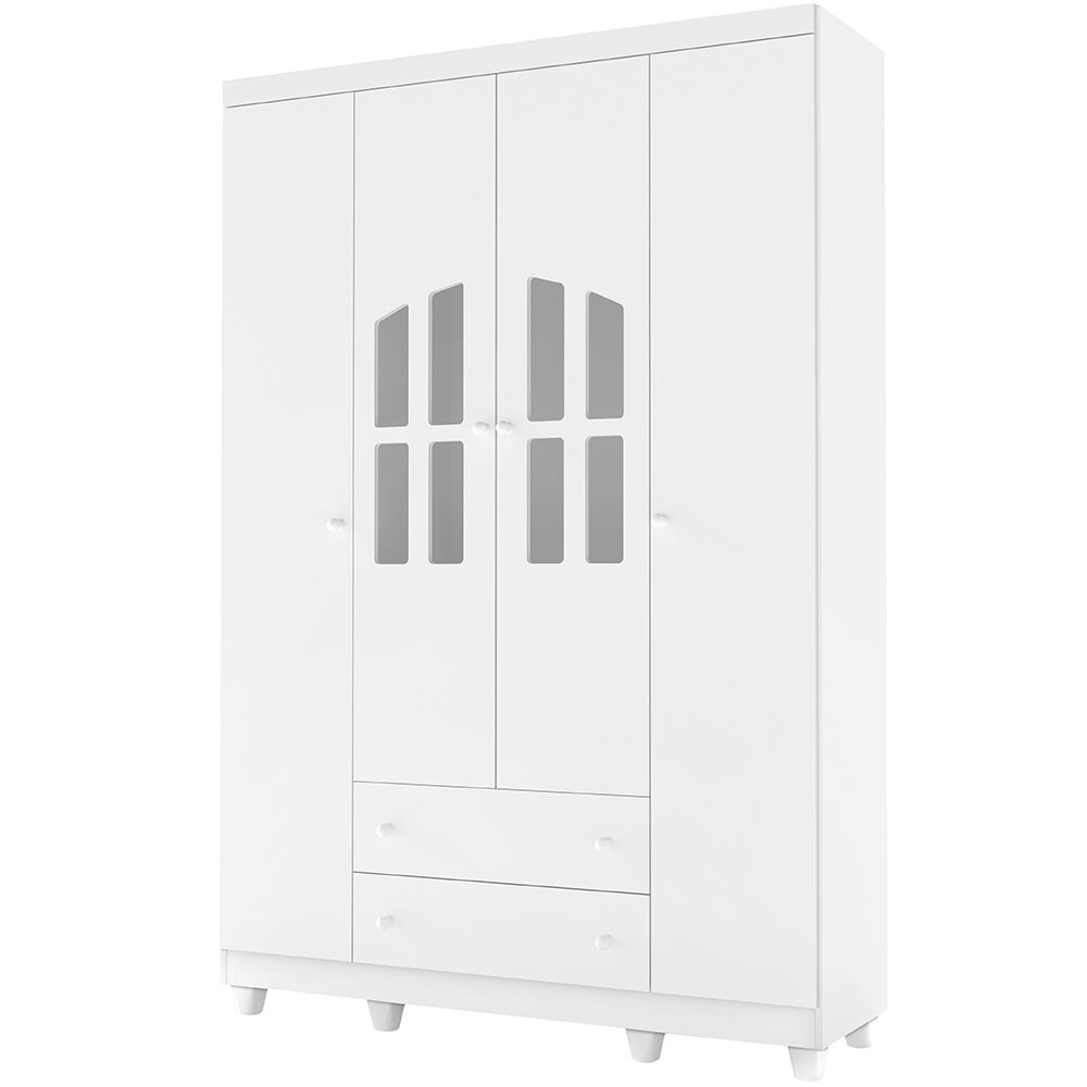 Guarda-Roupa J&A Móveis Julia com 4 Portas e 2 Gavetas - Branco