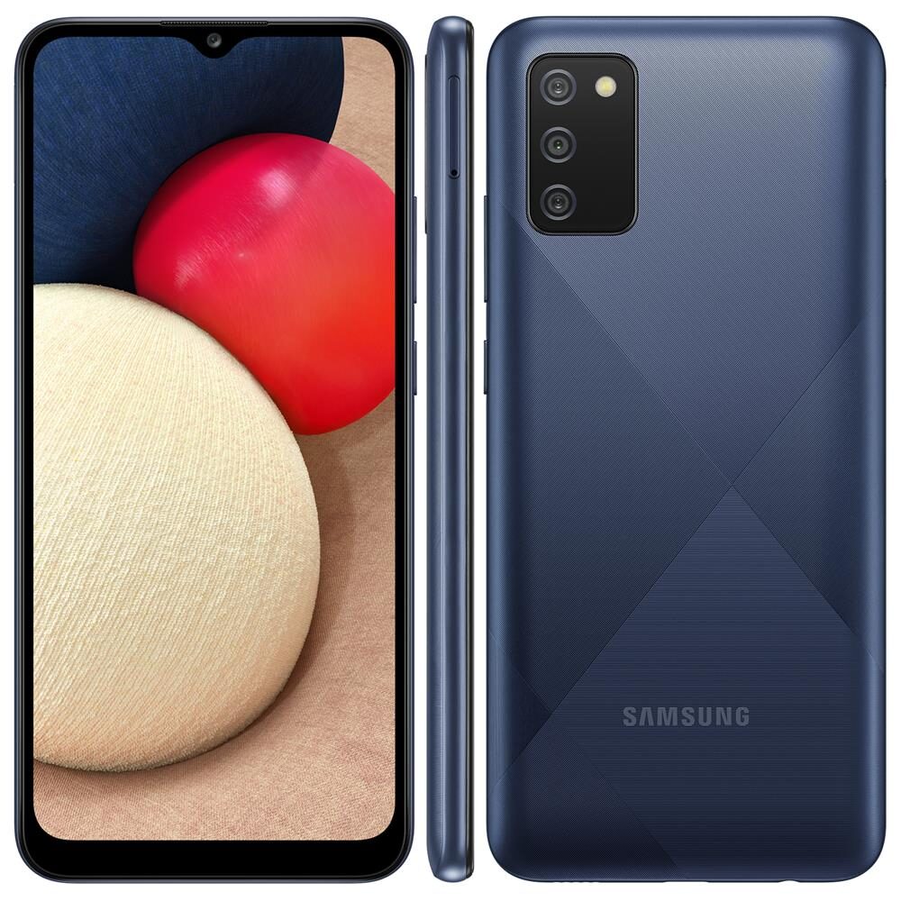 Smartphone Samsung Galaxy A02s Azul 32GB, Tela Infinita de 6.5", Câmera Tripla, bateria 5000mAh, 3GB RAM e Processador Octa-Core