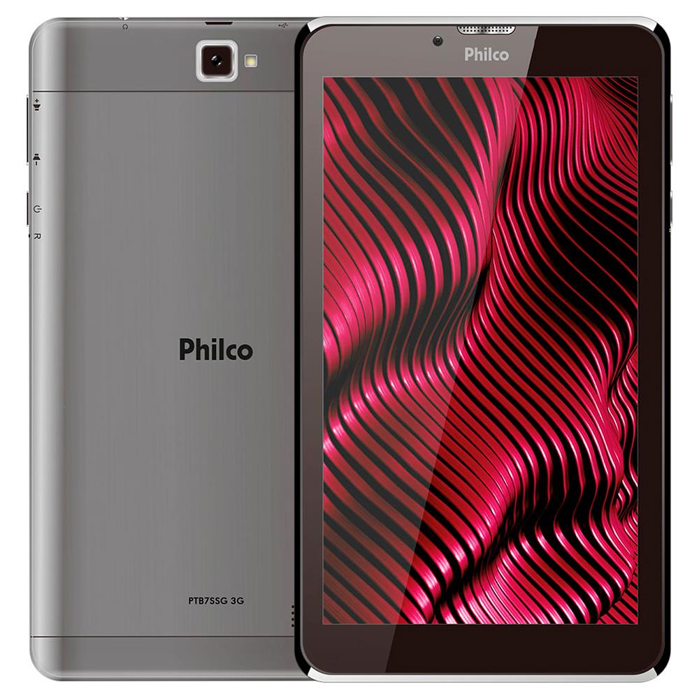 Tablet Philco PTB7SSG Cinza com 16GB, Tela 7”, Android 9.0, 3G, WIFI, Duas Câmeras e Processador Quad Core