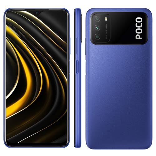 Menor preço em Smartphone Xiaomi Poco M3 Azul 128GB, Tela de 6,53", 4GB de RAM, Bateria 6000mAh, Câmera Traseira Tripla, Android 10 e Processador Octa-Core