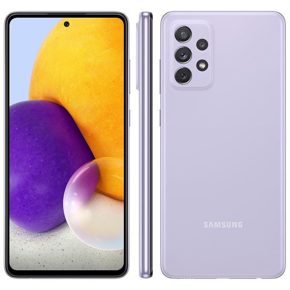 Smartphone Samsung Galaxy A72 Violeta 128GB, 6GB de RAM, Tela Infinita 6.7", Câmera Traseira Quádrupla, Bateria de 5000mAh, Dual Chip e Octa Core