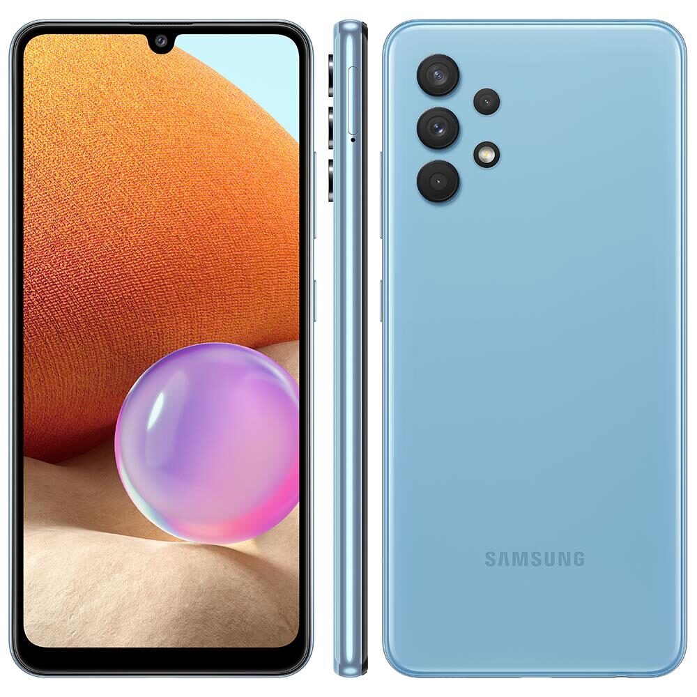 Smartphone Samsung Galaxy A32 Azul 128GB, 4GB RAM, Tela Infinita 6.4", Câmera Traseira Quádrupla, Bateria de 5000mAh, Dual Chip e Octa Core