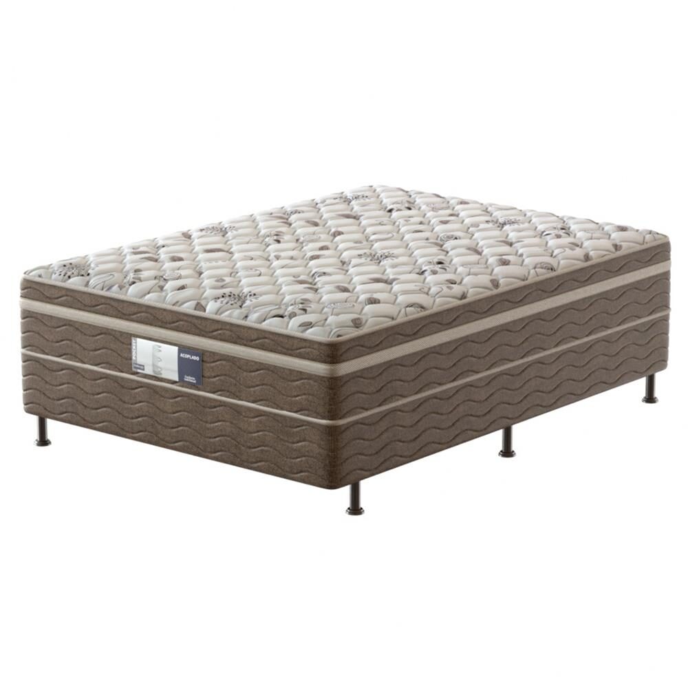 Cama Box Conjugada de Casal PROdormir/Probel Comfort com Molas Pocket 50x138x188 cm – Branco/Marrom