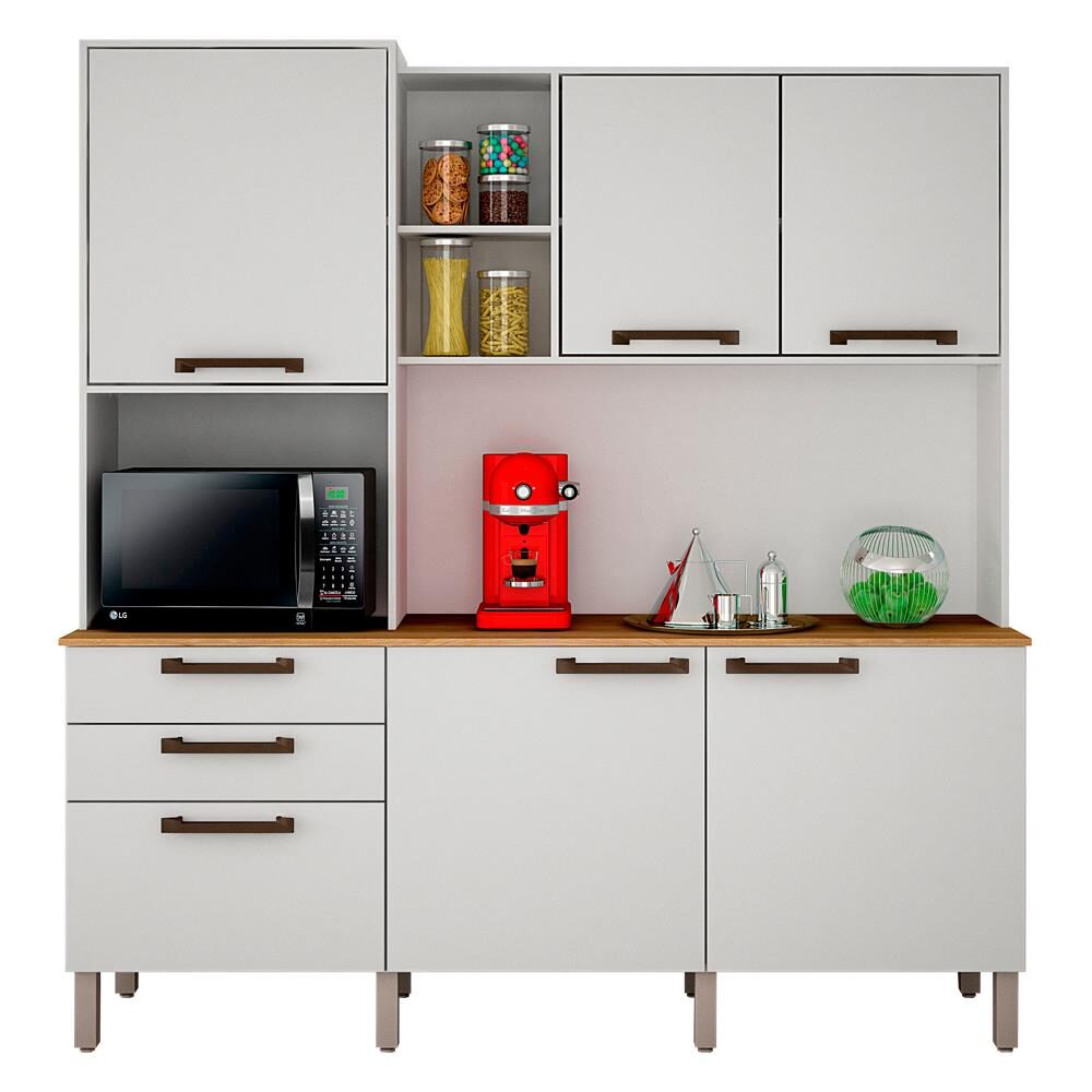 Cozinha Compacta Salleto Londres com 6 Portas, 2 Gavetas e 7 Prateleiras