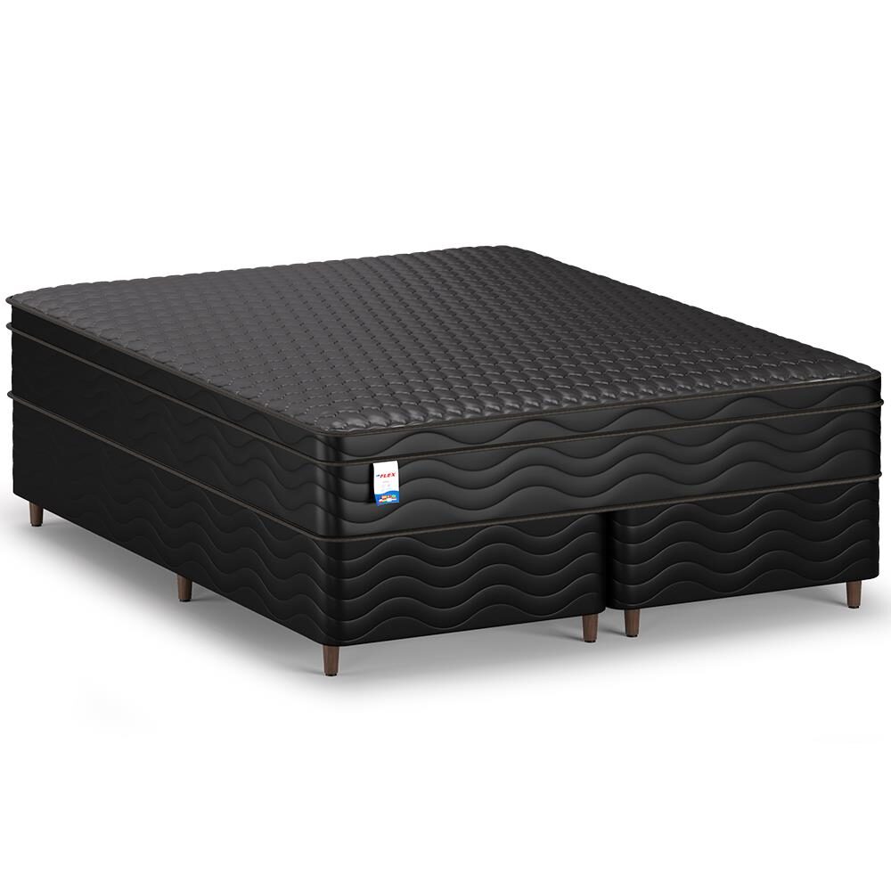 Cama Box King Size Flex Lotus D26 com Pillow IN e Molas Ensacadas 73x193x203cm - Preto