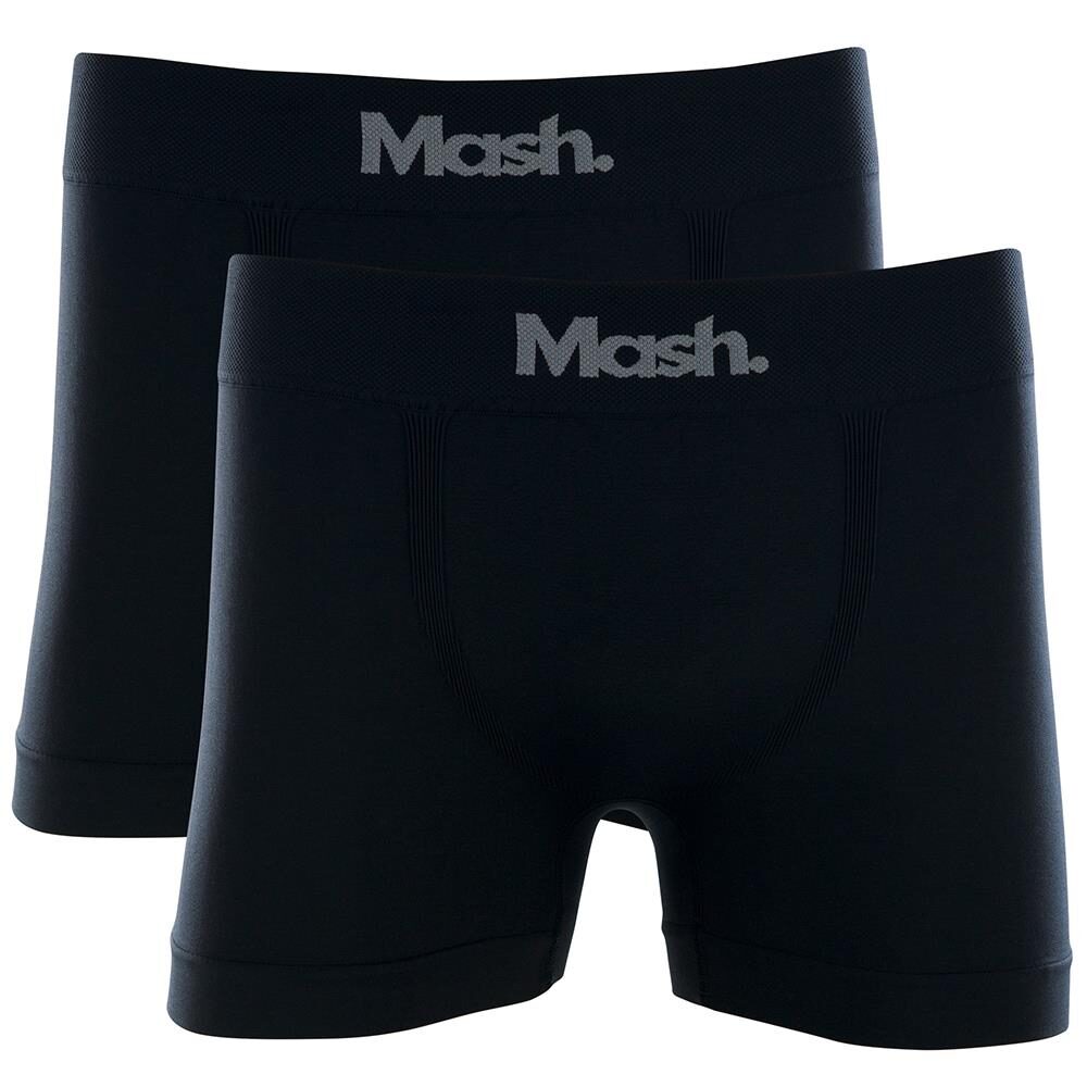 Kit Cueca Mash Boxer Micro Sem Costura 2 Peças - Preto/Preto