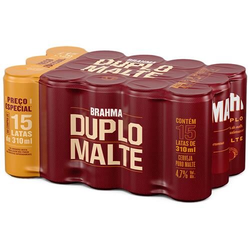 Cerveja Brahma Duplo Malte Lata 310ml - 15 Unidades