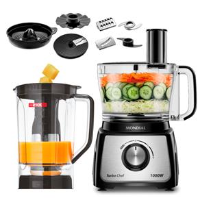 Multiprocessador de Alimentos Mondial Turbo Chef 9 em 1 MPN-01-BF com 2 Velocidades + Pulsar – 1000 W - 110V - 2
