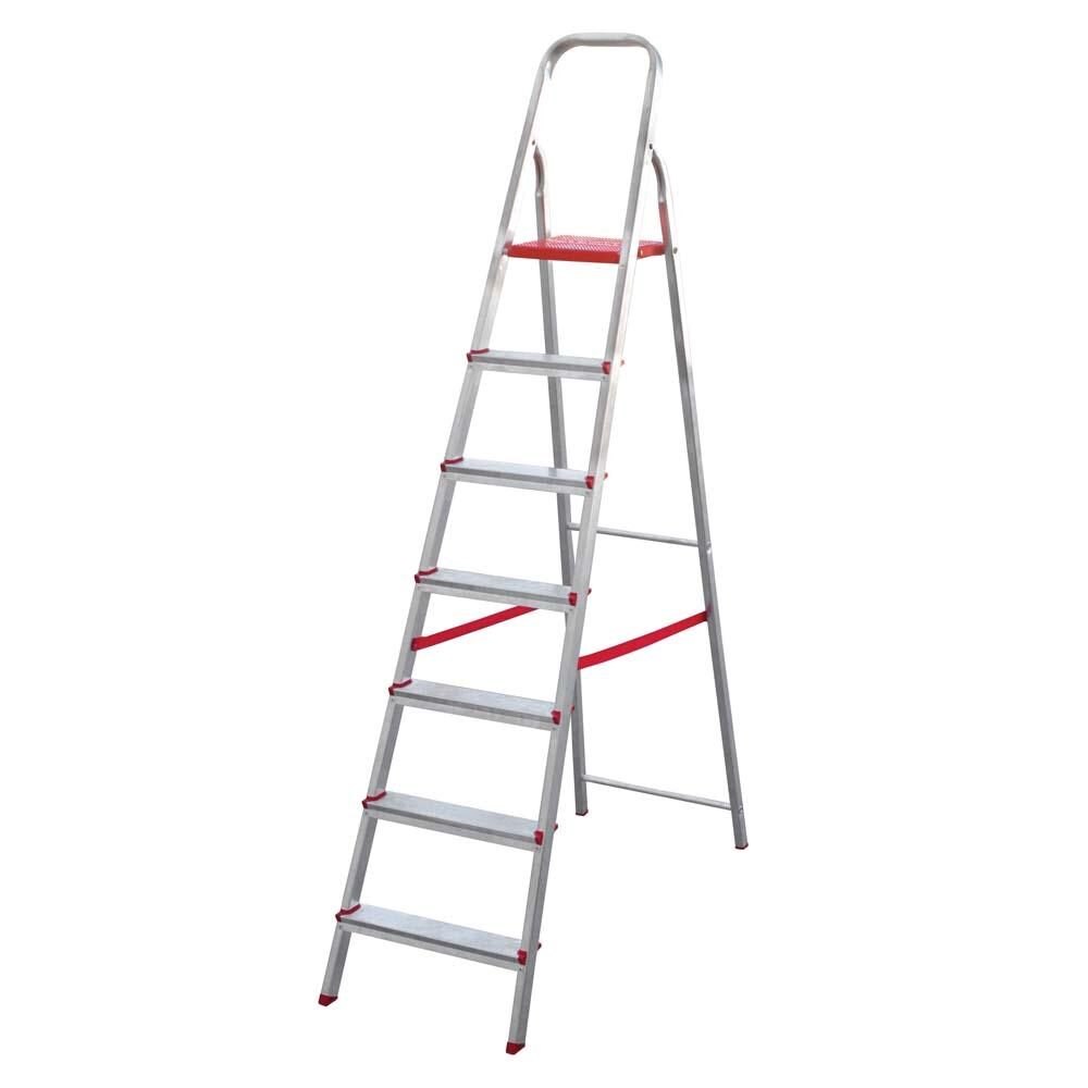 Escada Dobrável Botafogo em Alumínio com 7 Degraus – Vermelha