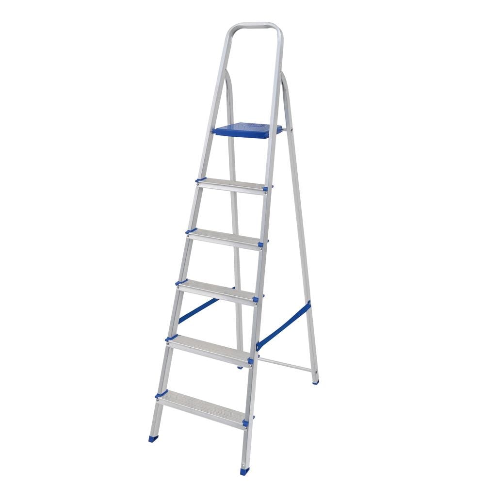 Escada Mor 5104 em Alumínio com 6 Degraus e Fita de Segurança